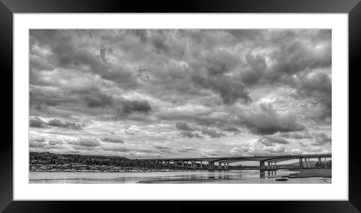 Storm over Medway HDR BW Framed Mounted Print by David French