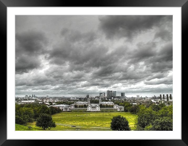 Greenwich and Docklands HDR Framed Mounted Print by David French