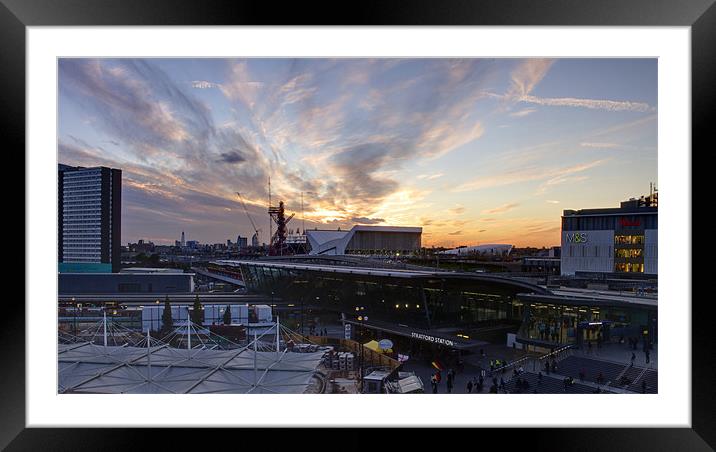 2012 Olympic park sunset Framed Mounted Print by David French