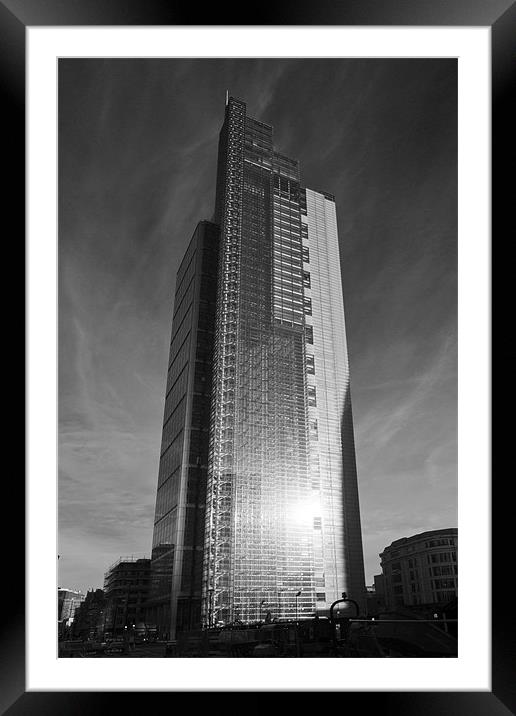 Heron Tower London black and white Framed Mounted Print by David French
