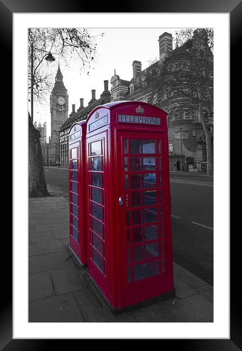 London Red Telephone box Framed Mounted Print by David French