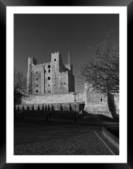 Rochester Castle Kent bw Framed Mounted Print by David French