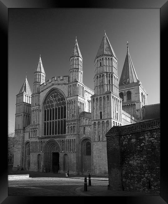 Rochester Cathedral bw. Framed Print by David French