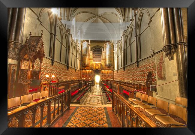 Rochester Cathedral interior HDR. Framed Print by David French