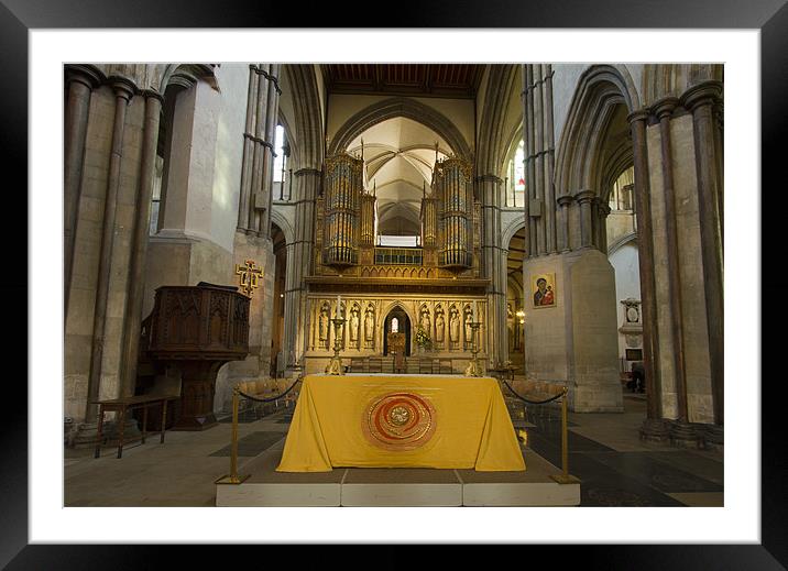 Rochester Cathedral interior Framed Mounted Print by David French