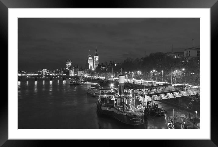 London Skyline bw Framed Mounted Print by David French