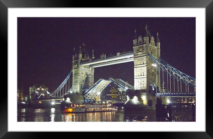 Tower Bridge Night Open Framed Mounted Print by David French