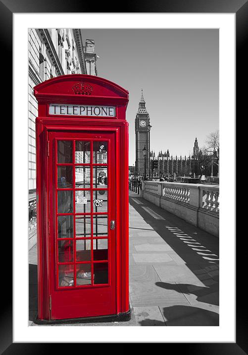 Big Ben Red Telephone box Framed Mounted Print by David French