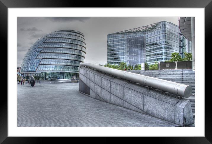 GLC offices on the Southbank London Framed Mounted Print by David French