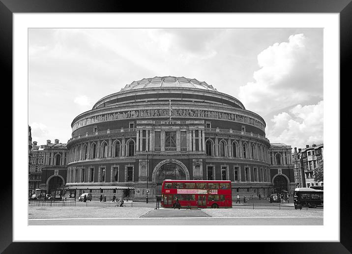 Royal Albert Hall Red Bus Framed Mounted Print by David French