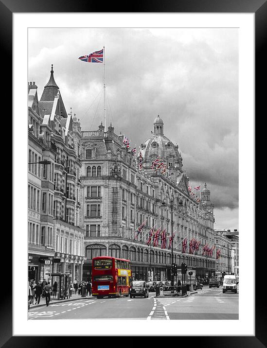Harrods of Knightsbridge bw hdr Framed Mounted Print by David French
