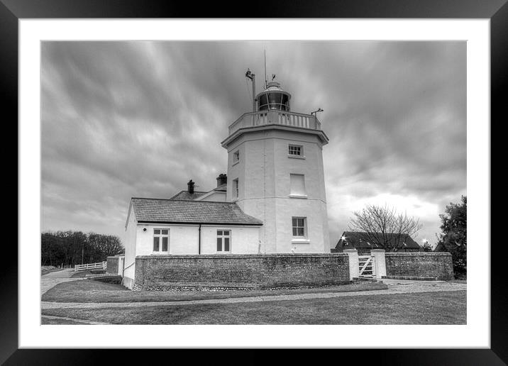 Trinity House Lighthouse BW Framed Mounted Print by David French