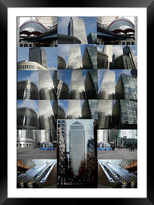 Collage of Canary Wharf docklands London Framed Mounted Print by David French