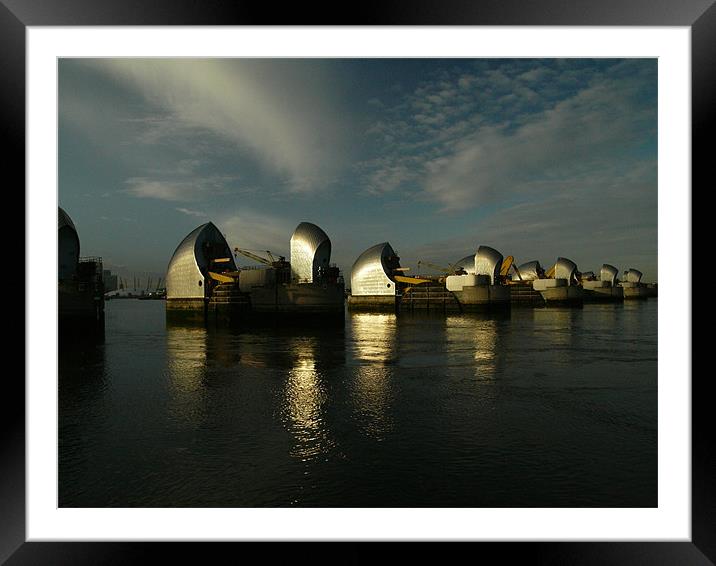 Thames Flood Barrier Framed Mounted Print by David French