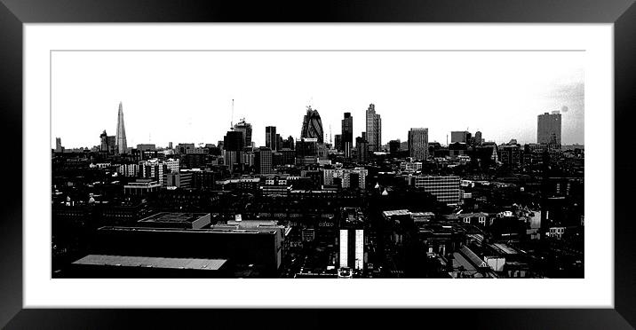 City of London Skyline BW Framed Mounted Print by David French