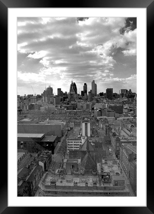 City of London Skyline BW Framed Mounted Print by David French