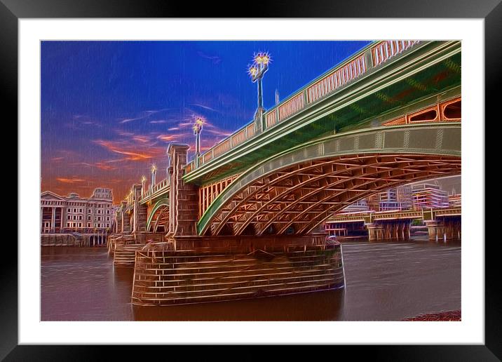 London Thames Bridges Fractals Framed Mounted Print by David French
