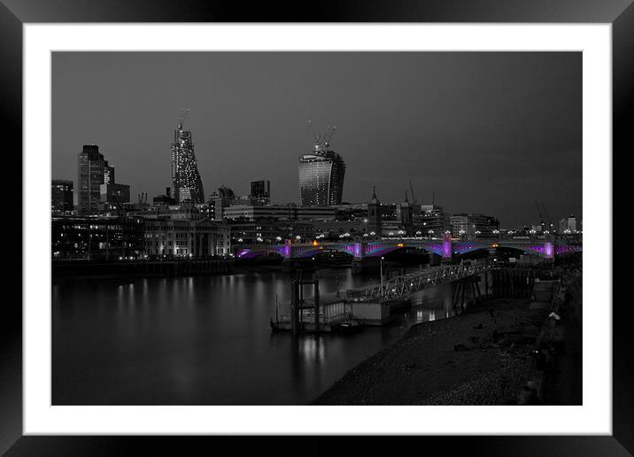 London Thames Bridges BW Framed Mounted Print by David French