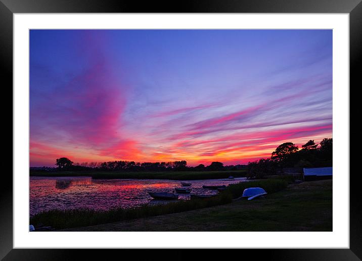 Stanpit Christchurch Dorset sunset Framed Mounted Print by David French