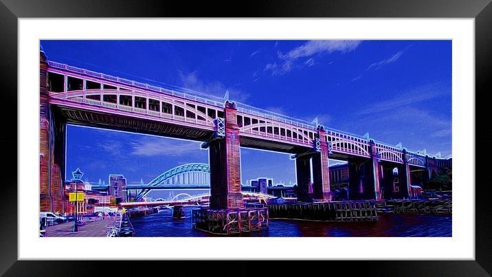 Newcastle river Tyne Bridges Framed Mounted Print by David French