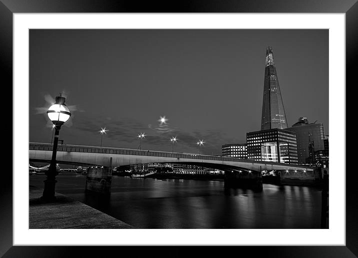 London Bridge Shard night Framed Mounted Print by David French