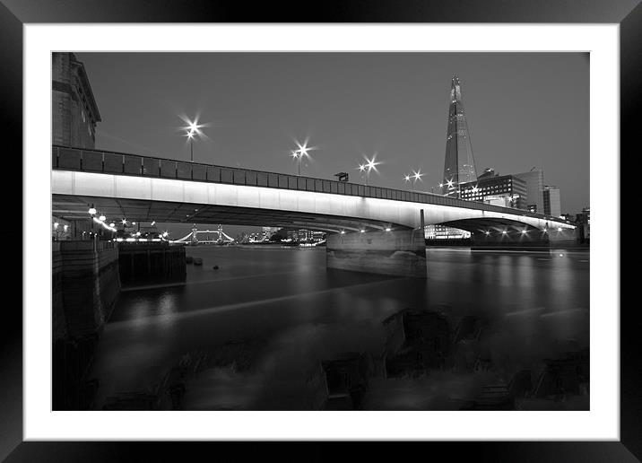 London Bridge Shard night Framed Mounted Print by David French