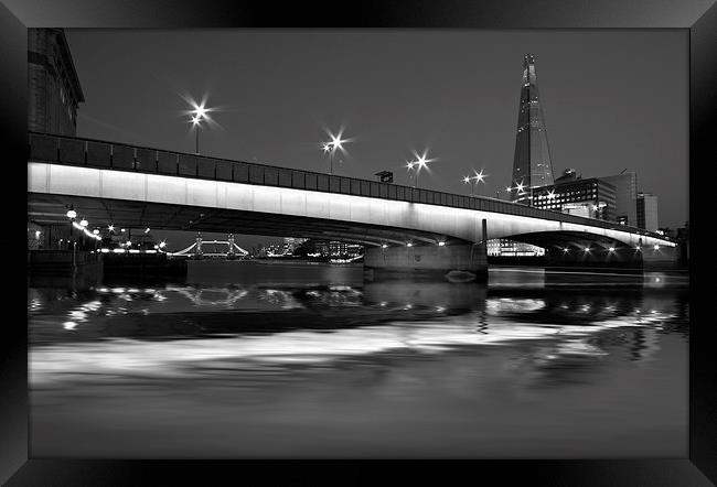 London Bridge Shard night HDR Framed Print by David French