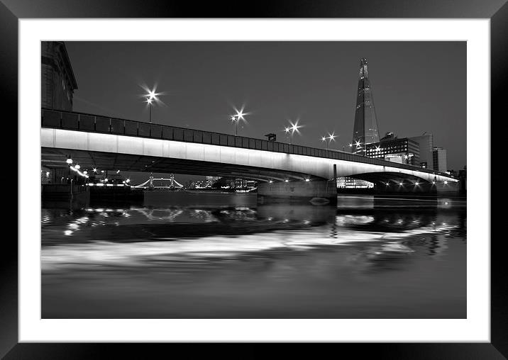 London Bridge Shard night HDR Framed Mounted Print by David French