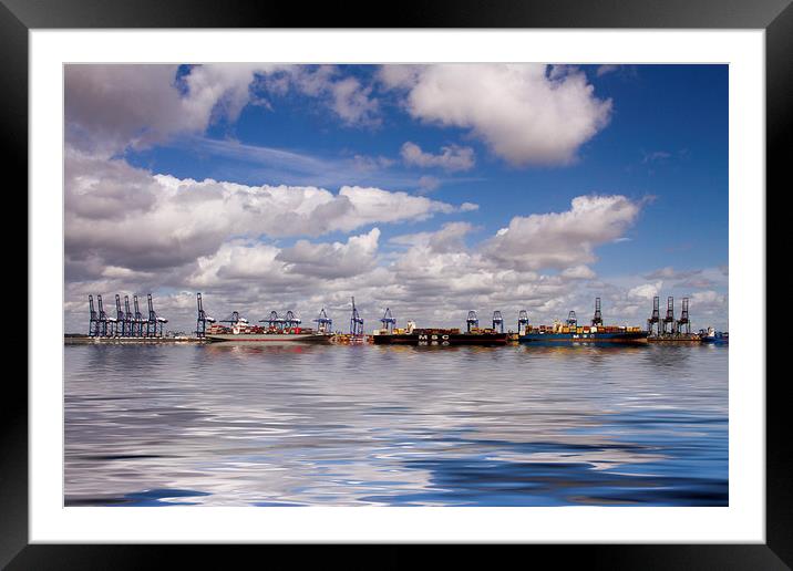 Felixstowe container docks Framed Mounted Print by David French