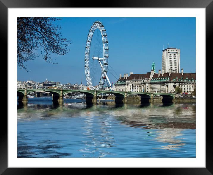 London Eye Westminster Bridge Framed Mounted Print by David French