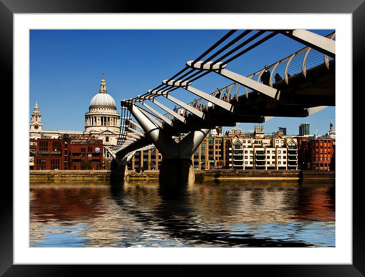 Millennium  Bridge St Pauls London Framed Mounted Print by David French
