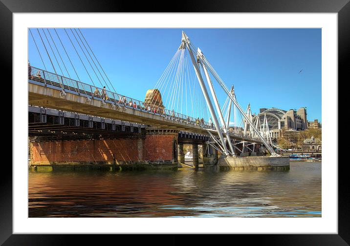 Golden Jubilee bridges London Framed Mounted Print by David French