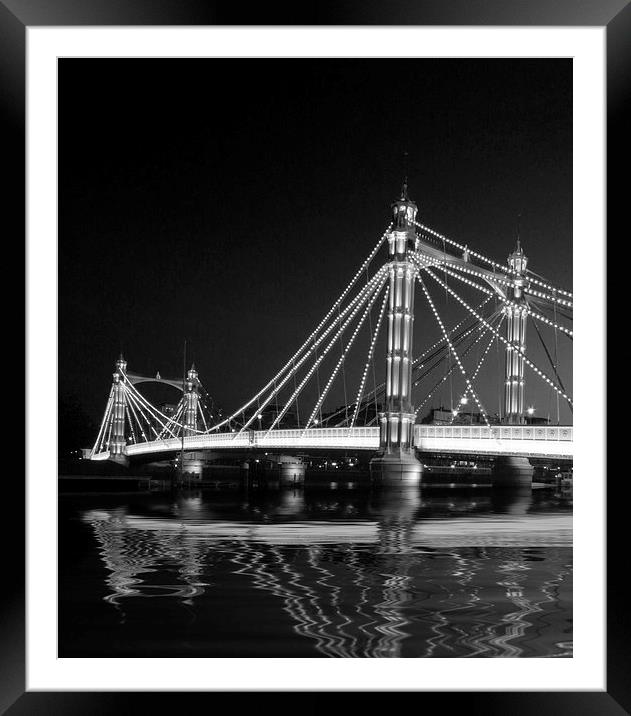Albert Bridge at Night Framed Mounted Print by David French