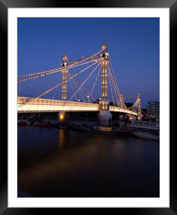 Albert Bridge at night Framed Mounted Print by David French