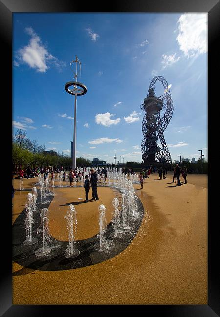 ARCELORMITTAL ORBIT Water Fountains Framed Print by David French