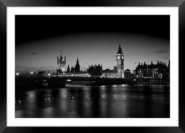 Big Ben and the houses of Parliament  bw Framed Mounted Print by David French