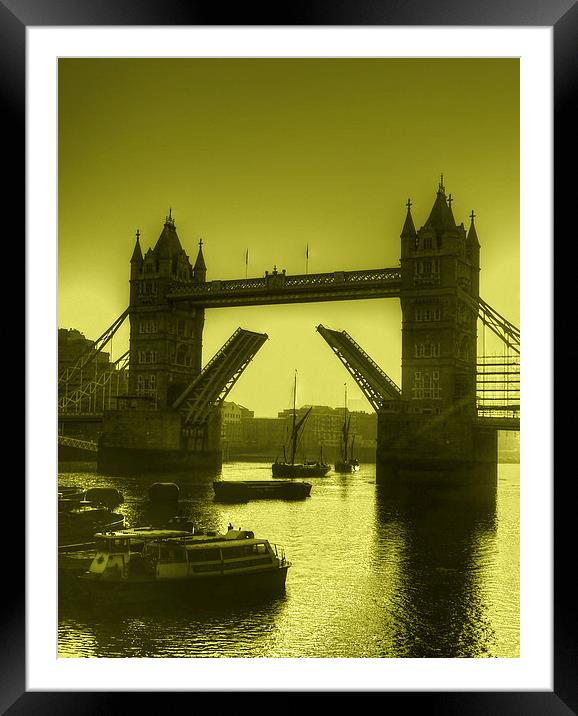 Sunrise at Tower Bridge HDR Toned Framed Mounted Print by David French