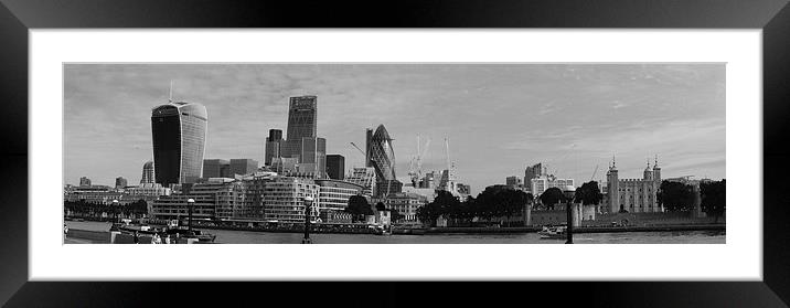 City of London Panarama bw Framed Mounted Print by David French