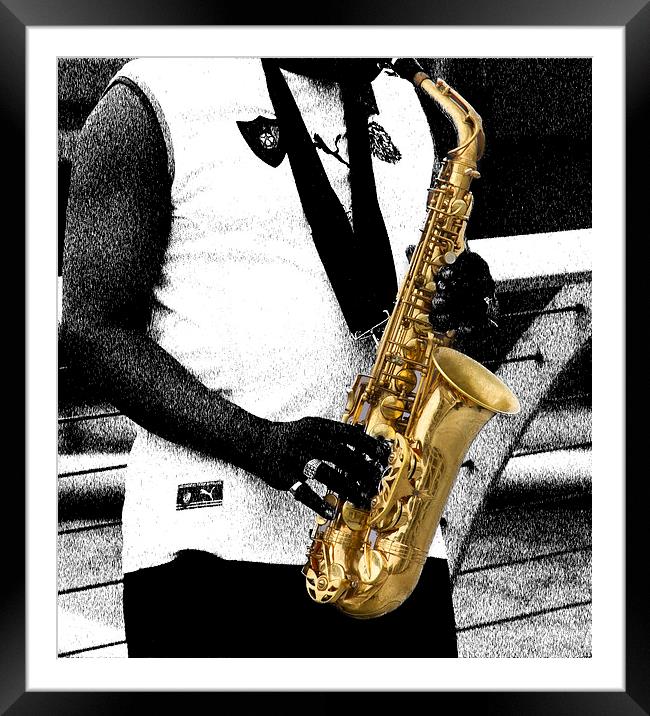 Sax on the Bridge Framed Mounted Print by David French