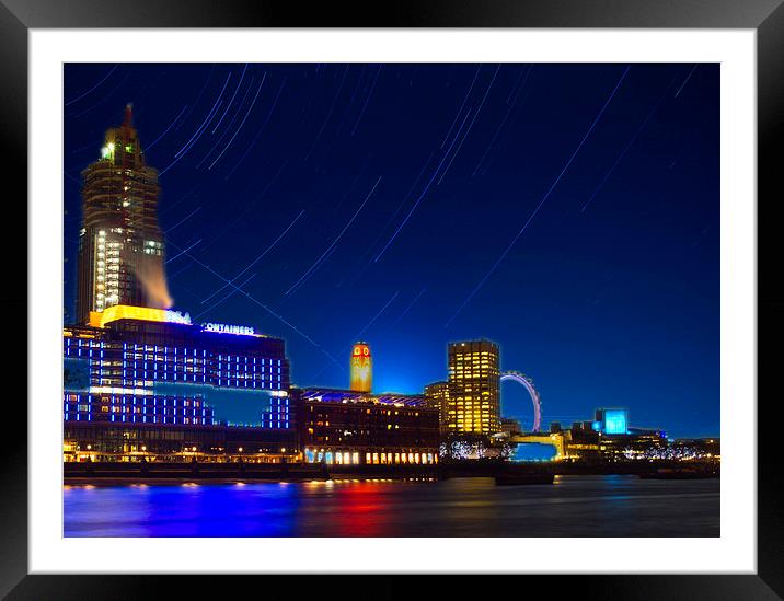 Oxo Tower Star trails Framed Mounted Print by David French