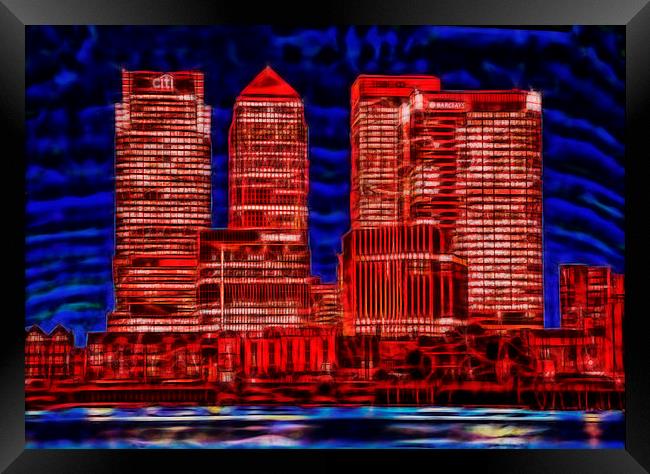 Docklands skyscrapers Framed Print by David French