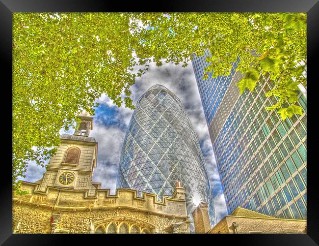 The Gherkin HDR Framed Print by David French