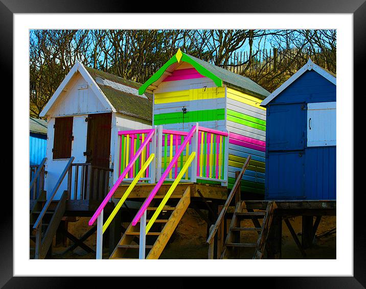Beach Huts Framed Mounted Print by David French