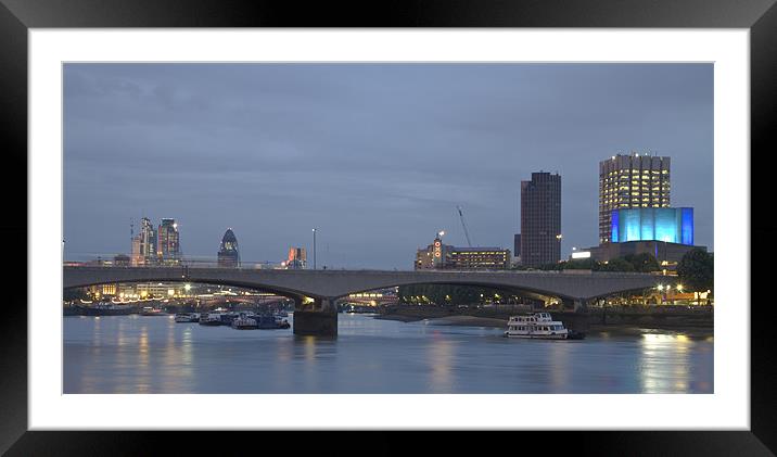 View along the Thames towards Oxo Tower and the Ci Framed Mounted Print by David French
