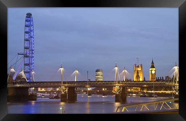 View along the Thames towards Big Ben and the Lond Framed Print by David French