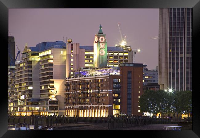 Night view of the Oxo Tower and Wharf Framed Print by David French