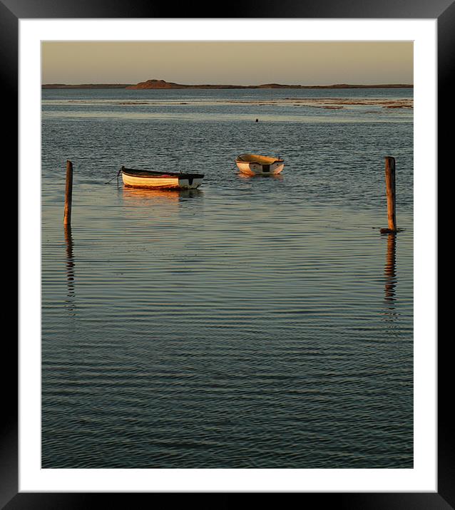 Sunset glow on the Boats Framed Mounted Print by David French