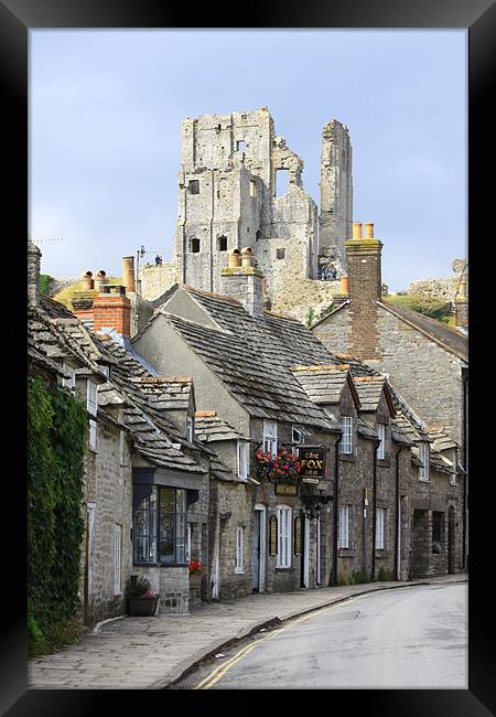 Corfe Castle and Corfe Dorset Framed Print by David French