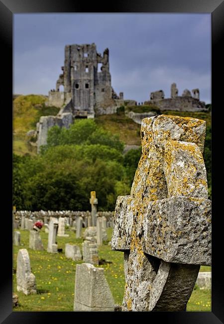 Corfe Castle and Corfe Dorset Framed Print by David French