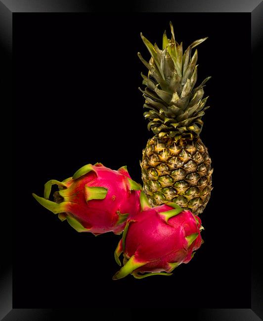 Pineapple and Dragon Fruit Framed Print by David French